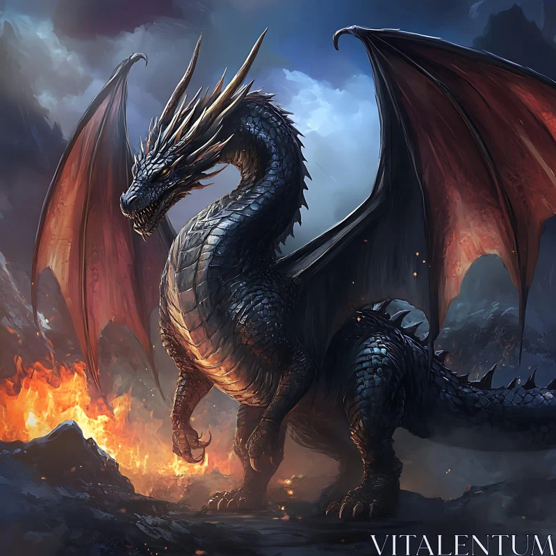 Dragon in the Fire AI Image