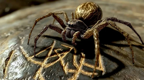 Detailed Spider Portrait on Textured Surface