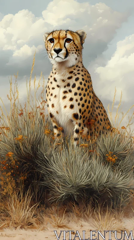 Elegant Portrait of a Cheetah AI Image