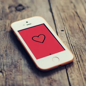 Red Heart on Phone Screen