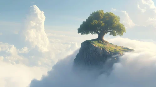 Solitary Tree Above the Clouds