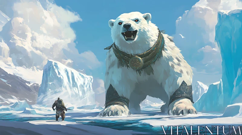 Giant Polar Bear with Armor Illustration AI Image