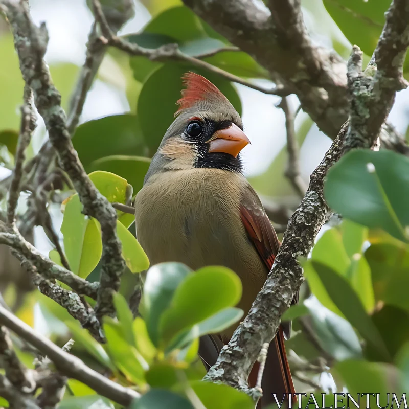 Cardinal Amidst Greenery AI Image