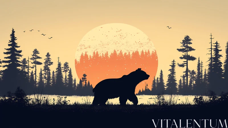 Wildlife Silhouette at Dusk AI Image