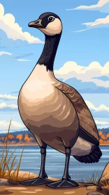 Artistic Goose by Waterside