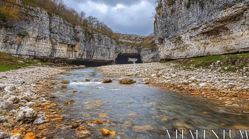 AI ART Peaceful River in a Rocky Gorge