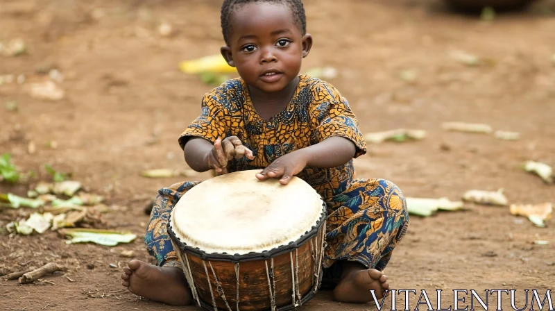 AI ART Young Drummer Portrait, World Music