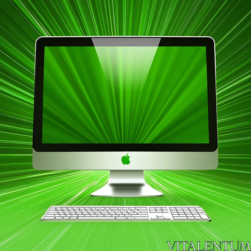 Radiant Green Computer Monitor AI Image