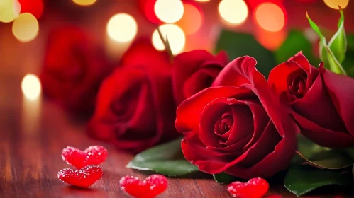 Red Roses and Heart Candies