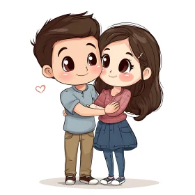 Affectionate Cartoon Couple Art