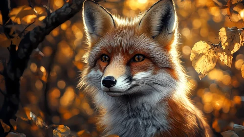 Elegant Fox Amongst Autumn Leaves