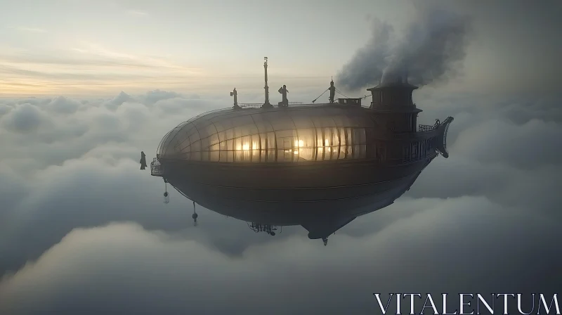 AI ART Vintage Airship in the Sky