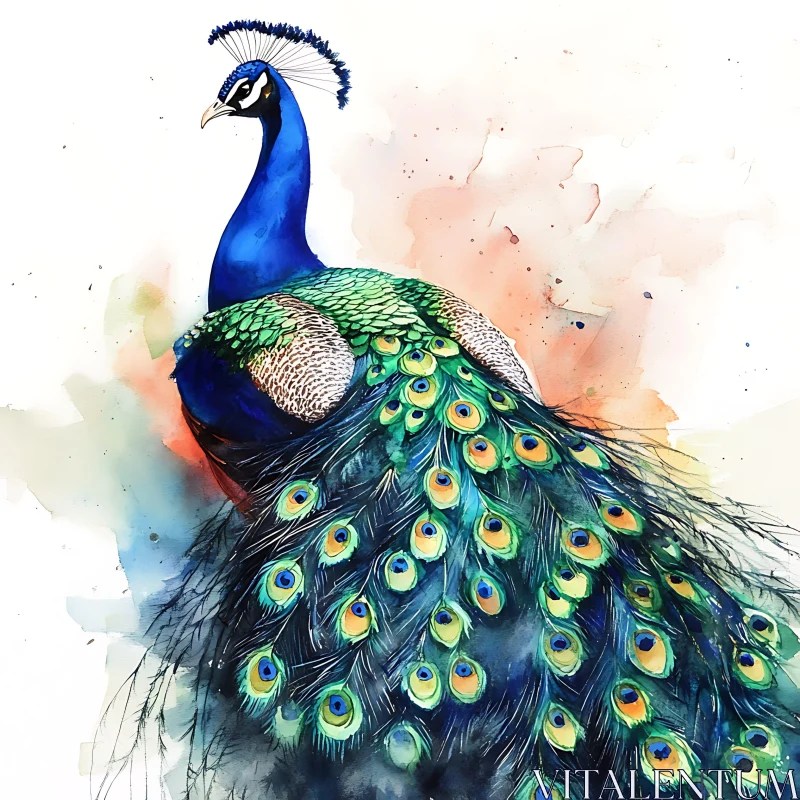 Beautiful Peacock Bird Illustration AI Image