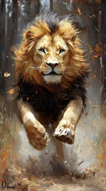 Leaping Lion Art on Canvas