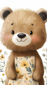 Adorable Bear with Flowered Blanket