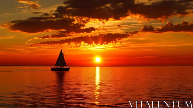 AI ART Sunset Sailboat Serenity