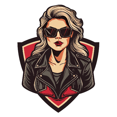 Stylish Blonde Woman in Leather Jacket - Ideal for T-Shirt Print POD Design