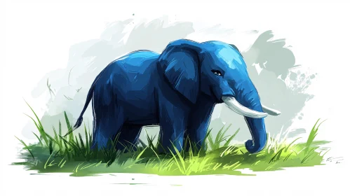 Blue Elephant in Artistic Landscape