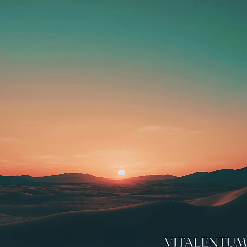 AI ART Desert Sunset Landscape