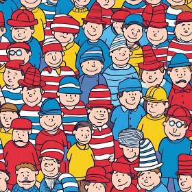 Illustrated Cartoon Crowd of People