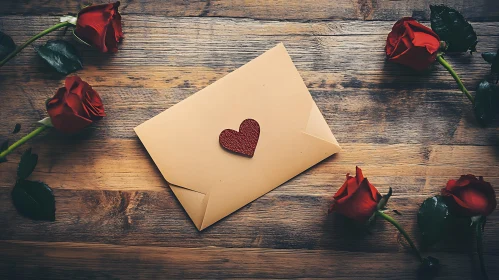 Love Letter with Roses on Wood