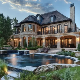 Stunning Evening View of a Grand Mansion