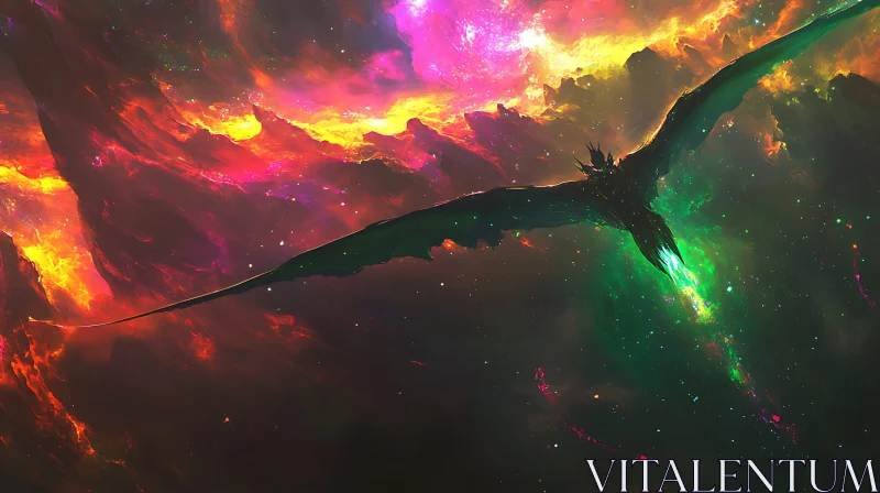 AI ART Dragon in Space Nebula