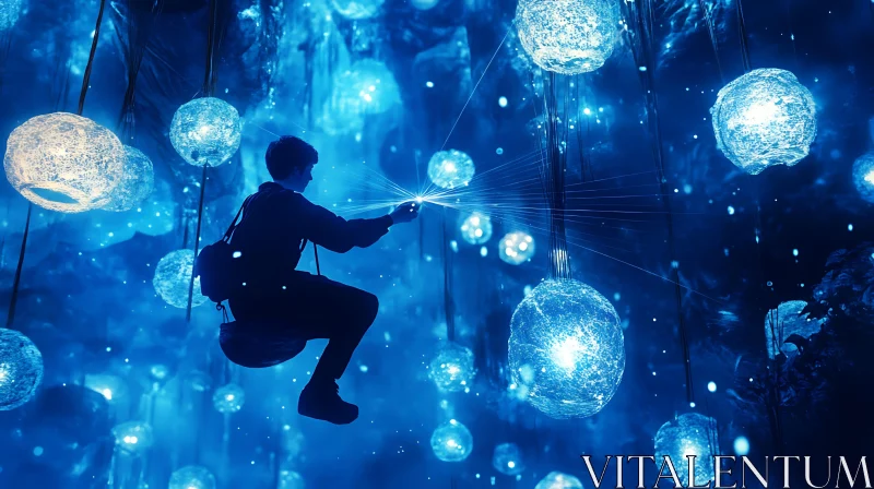 AI ART Mystical Glowing Spheres Art Installation