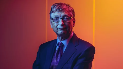 Bill Gates Portrait with Illuminated Background