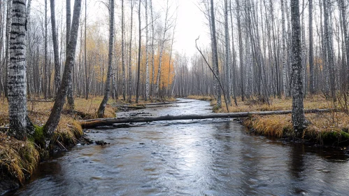 Tranquil Forest Stream in Fall