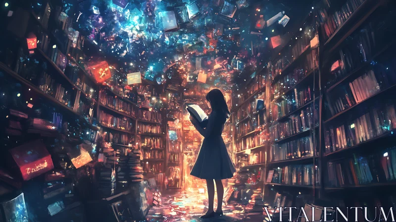 Enchanted Library: A Reader's Dreamscape AI Image