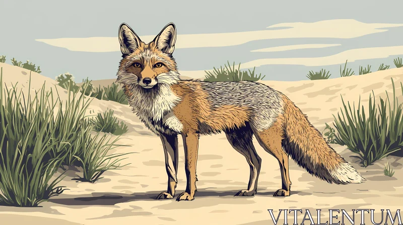 Desert Fox Illustrative Art AI Image