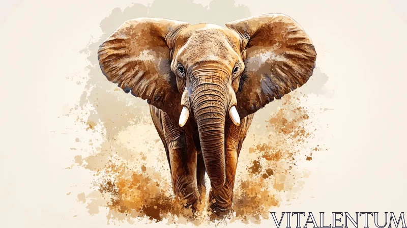 Elephant Watercolor Art AI Image