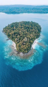 Beautiful Heart-Shaped Island in the Clear Blue Ocean