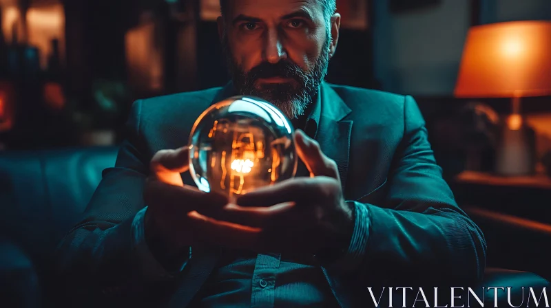 AI ART Man Holding Crystal Ball