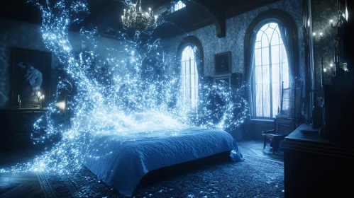 Surreal Bedroom with Magical Lights