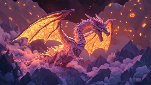 Majestic Dragon Over Mountain Range