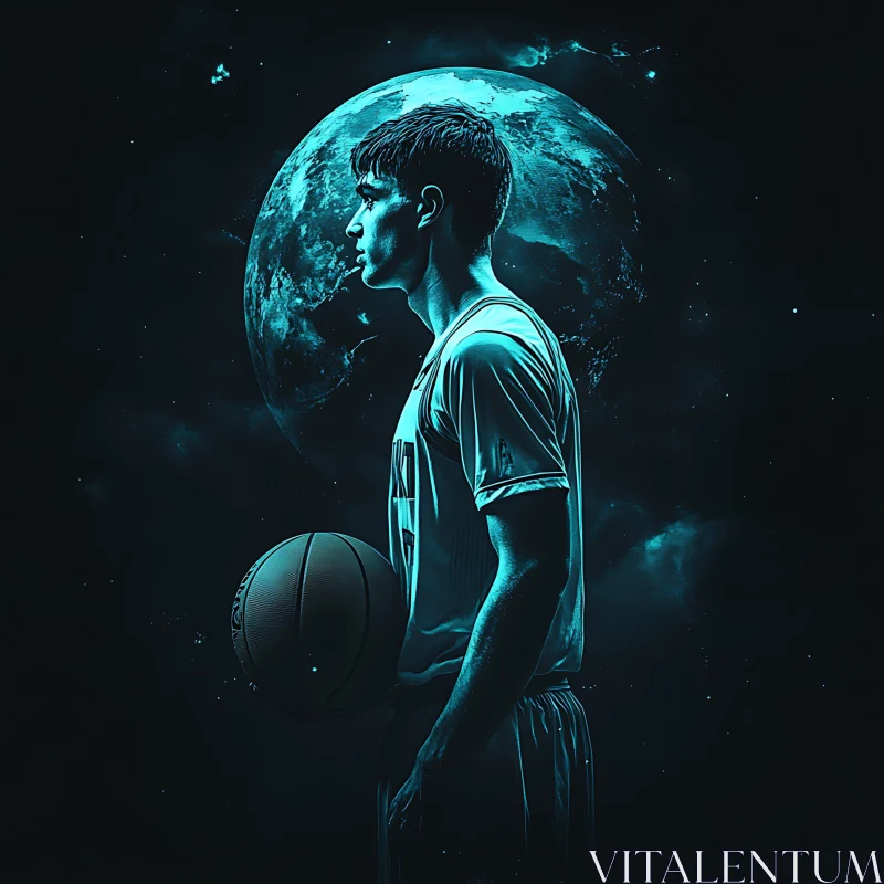 Man and Basketball AI Image