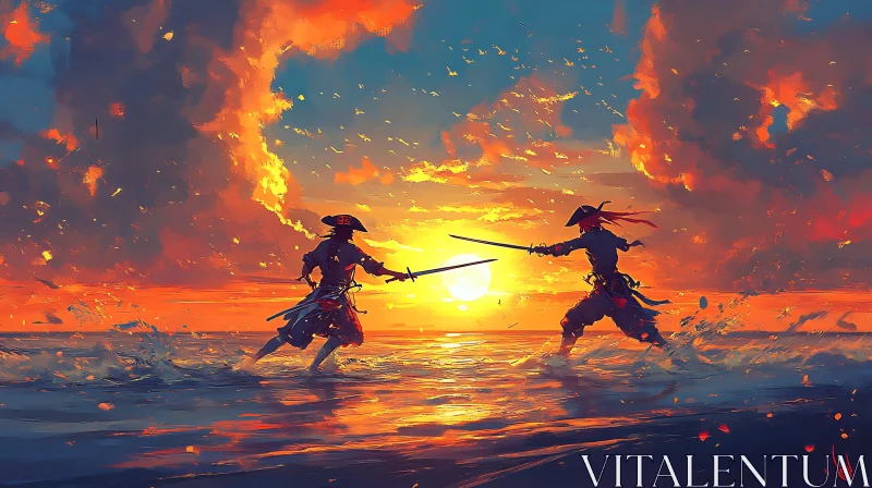 AI ART Pirate Fight on the Sea