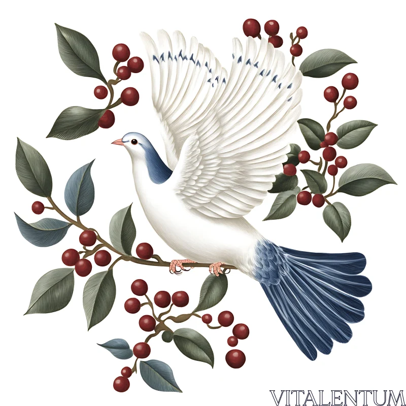 Peaceful Dove on Berry Branch AI Image