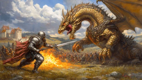 Golden Dragon Confrontation Art