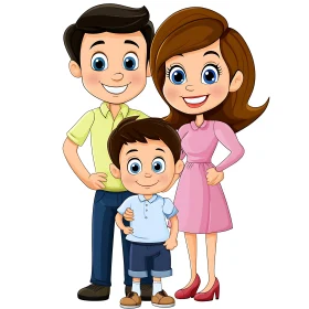 Joyful Family Cartoon Portrait