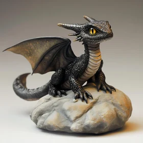 Mythical Dragon Statue Close-Up View