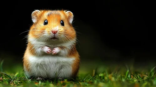 Cute Hamster on Grass