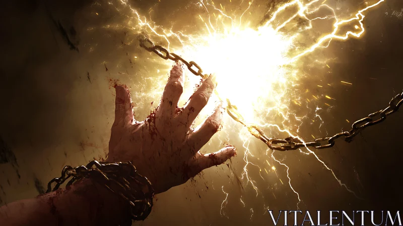 Chained Hand and Lightning Art AI Image