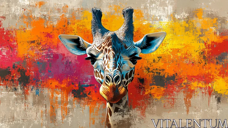 Vibrant Giraffe Digital Painting AI Image