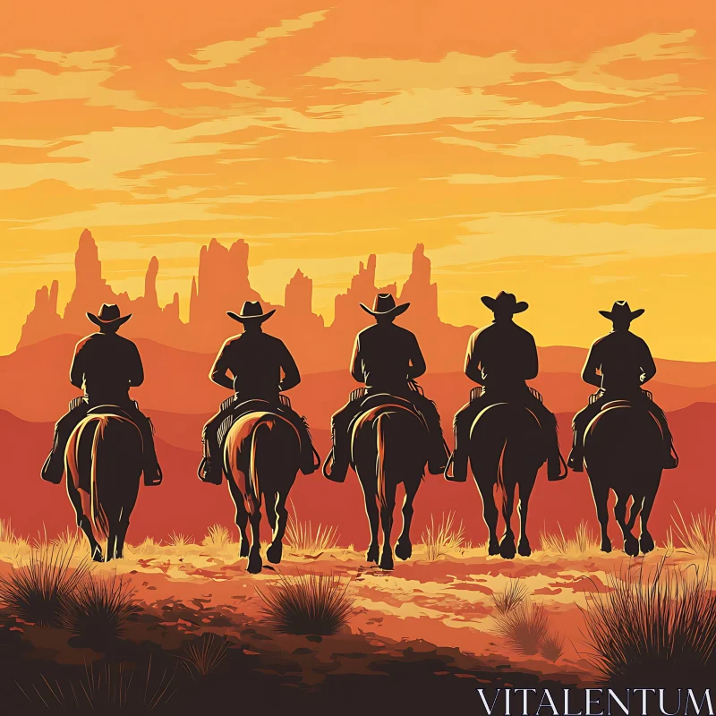 Western Riders at Dusk AI Image