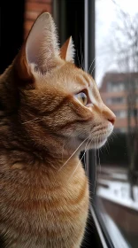 Thoughtful Ginger Cat in Profile