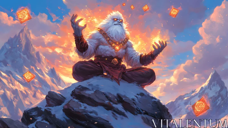 AI ART Yeti Magic on Snowy Mountain Top