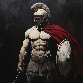 Spartan Warrior with Red Cape